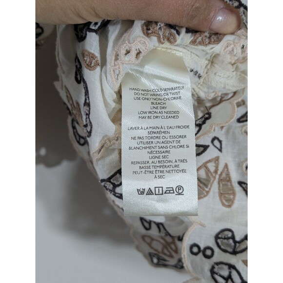 Nwt By Anthropologie Eyelet Short-Sleeve Blouse size Small Floral Resort  Boho - Picture 5 of 8